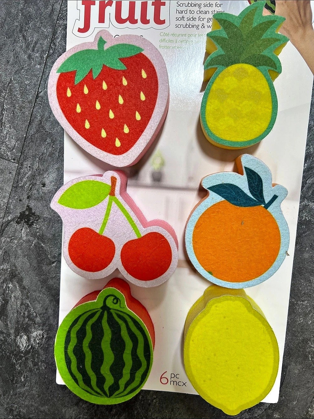 Joie Vibrant 6-Piece Fruit Kitchen Sponge Set New NWT Cute Dish Scrubbers